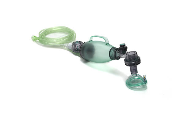 BVM resuscitator, infant, 280ml bag detachable O₂ reservoir bag with pressure relief valve (40cm H₂0), size 1 mask