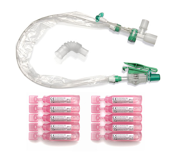 TrachSeal™ adult endotracheal closed suction system with saline ampoules, 72 hour, size F14