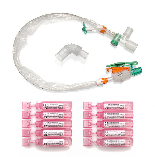 TrachSeal™ adult endotracheal closed suction system with saline ampoules, 72 hour, size F16