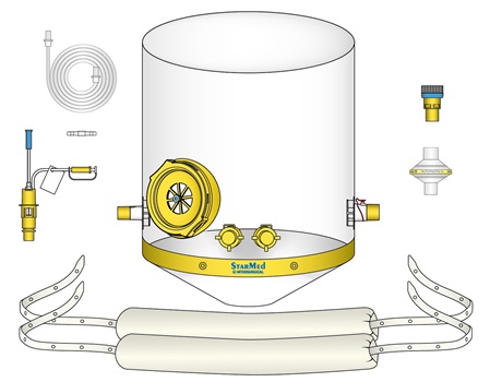 CaStar hood kit for CPAP use with Venturi flow generator and PEEP valve, extra large, 45 - 52cm neck circumference, 45 - 52cm neck circumference