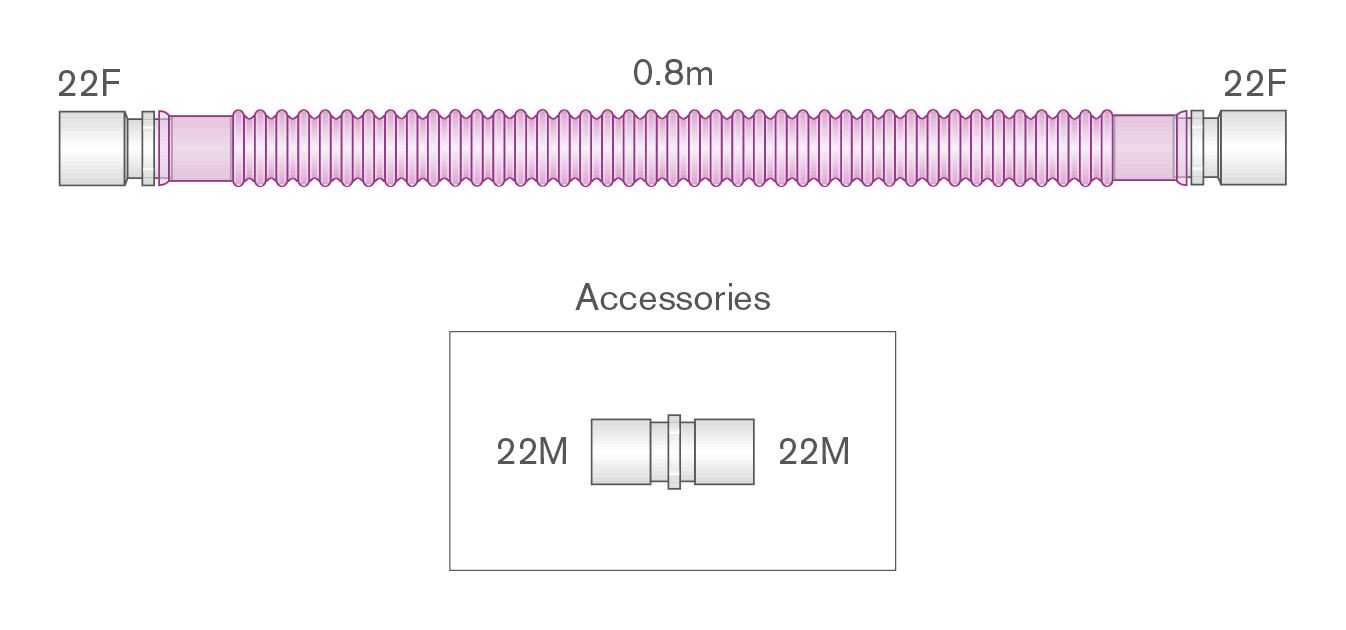 22mm Flextube™ Silver Knight™ anti-microbial bagging limb, ≥ 0.8m