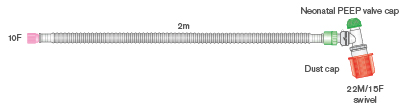 10mm Flextube neonatal resuscitation breathing system with variable PEEP, double swivel elbow for Neopuff®, ≥ 2m