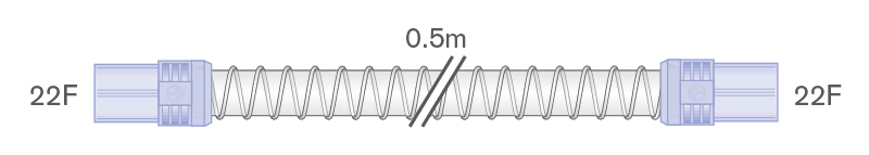 22mm Smoothbore tube with soft end connectors, 22F-22F, 0.5m