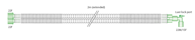15mm Compact breathing system with luer elbow, ≥ 2m