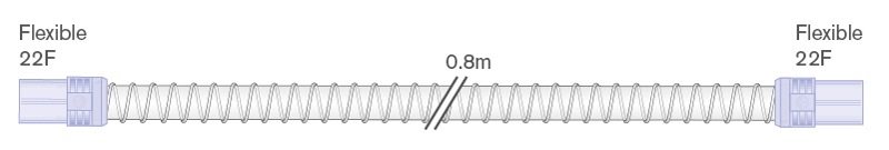 22mm Smoothbore tube with soft end connectors, 22F-22F, 0.8m