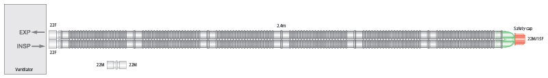 22mm Flextube™ breathing system, ≥ 2.4m
